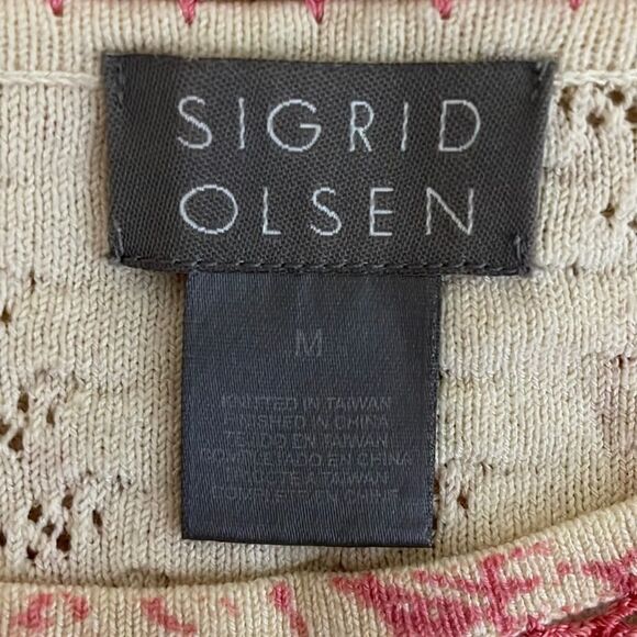 Sigrid Olsen Open Knit Butterfly Embroidered Sweater Size Medium - Picture 7 of 10